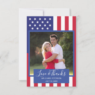 Tarjeta De Agradecimiento Amor boda Gracias Bandera Patriótica Estadounidens