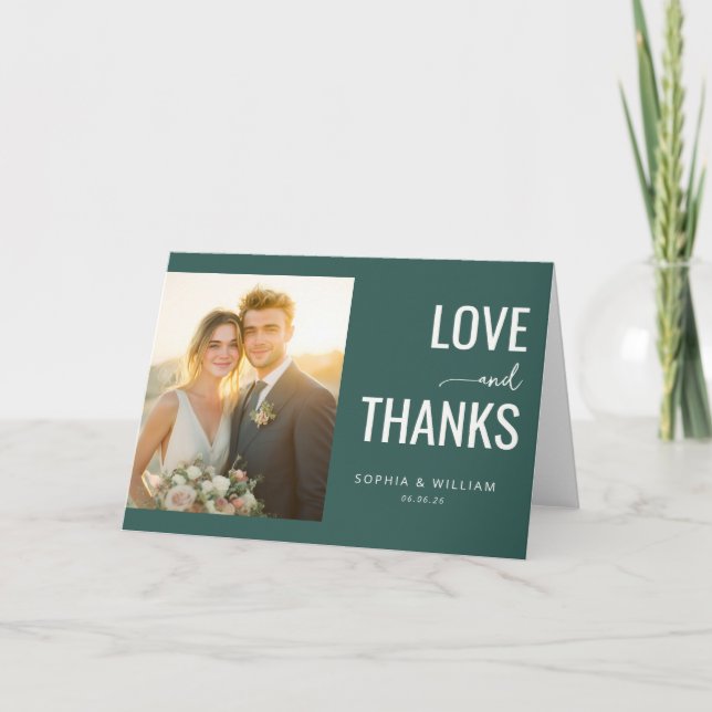 Tarjeta De Agradecimiento Amor Cálido Turquesa Gracias (Anverso)