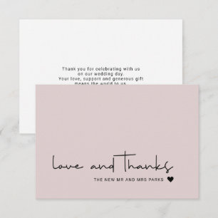 Tarjeta De Agradecimiento Amor Chic y Gracias Script Rosa Rubor