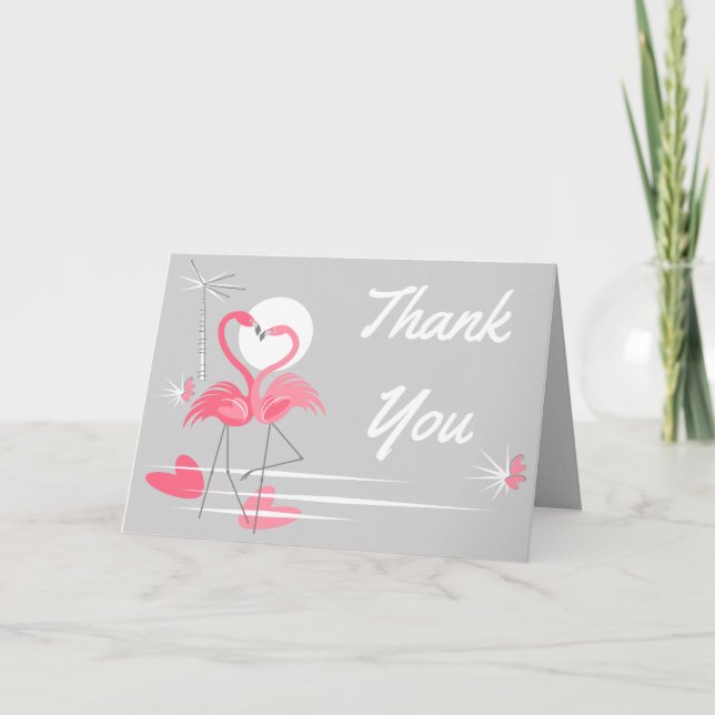 Tarjeta De Agradecimiento Amor de flamenco Gracias interior texto gris paisa (Anverso)