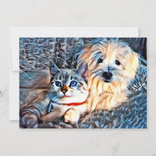 Tarjeta De Agradecimiento Amor de gato y perro
