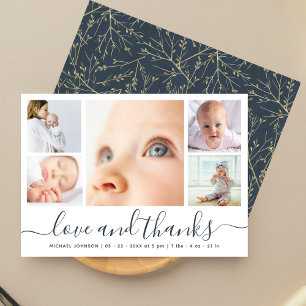 Tarjeta De Agradecimiento Amor de guión moderno y gracias 5 fotos Baby Showe
