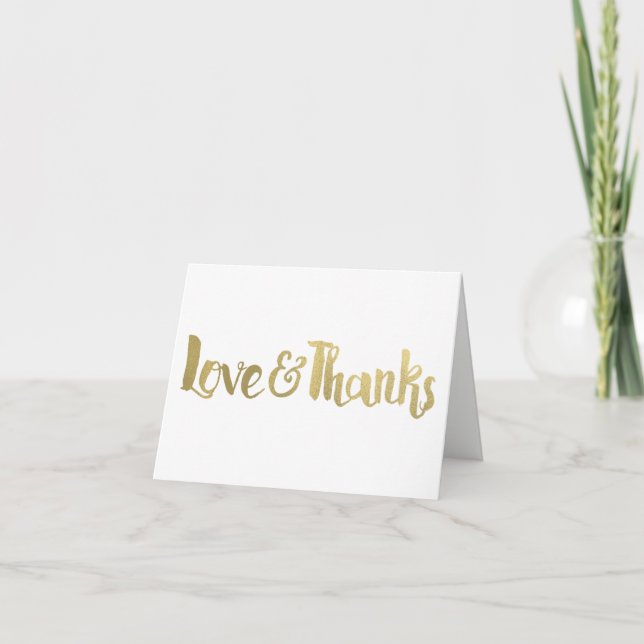 Tarjeta De Agradecimiento Amor dorado y gracias guión grueso Gracias (Anverso)
