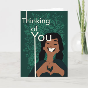 Tarjeta De Agradecimiento Amor dulce Corazón Floral Pensamiento Verde de ti