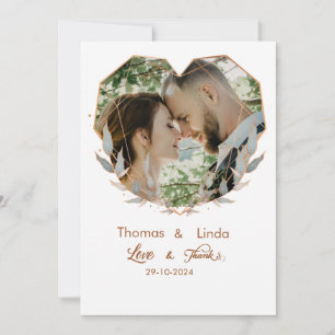 Tarjeta De Agradecimiento amor elegante y gracias boda manuscrita