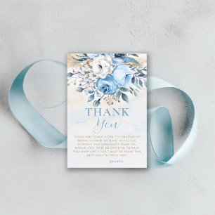 Tarjeta De Agradecimiento Amor en Flor Algo Azul Rosas Despedida de Soltera