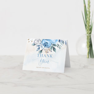 Tarjeta De Agradecimiento Amor en Flor Algo Azul Rosas Fiesta de Despedida d