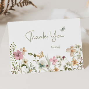Tarjeta De Agradecimiento Amor en Flor Floral Silvestre Despedida de Soltera