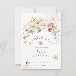 Tarjeta De Agradecimiento Amor en flor Wildflower Rustic Bridal Shower