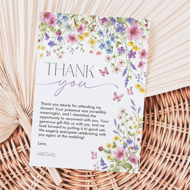 Tarjeta De Agradecimiento Amor en la flor de mariposa en flor (Love in Bloom Butterfly Bridal Shower Thank You Card)