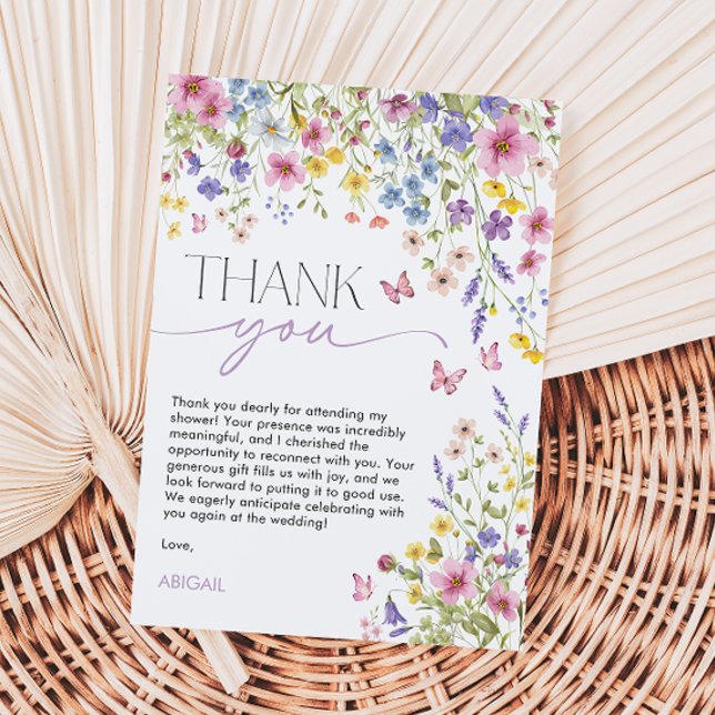 Tarjeta De Agradecimiento Amor en la flor de mariposa en flor (Love in Bloom Butterfly Bridal Shower Thank You Card)