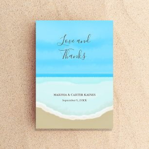Tarjeta De Agradecimiento Amor en la playa y gracias Boda