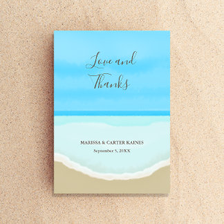 Tarjeta De Agradecimiento Amor en la playa y gracias Boda