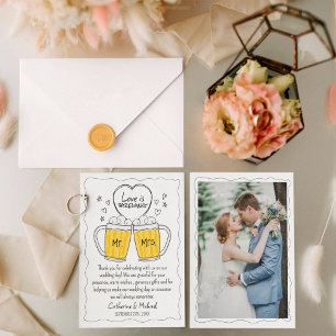 Tarjeta De Agradecimiento Amor Està en Preparación Vasos de Cerveza Dibujado
