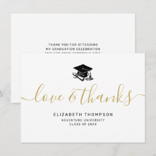 Tarjeta De Agradecimiento Amor gracias a la graduación del título negro Gold