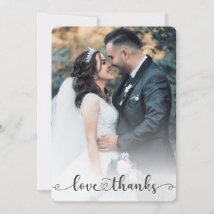 Tarjeta De Agradecimiento Amor Gracias Corazón Novia y Novio Foto de Boda