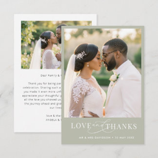 Tarjeta De Agradecimiento Amor & Gracias lettering blanco boda