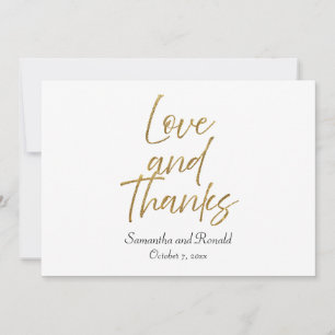 Tarjeta De Agradecimiento Amor Minimalista blanco y oro y gracias Boda