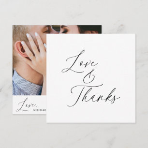 Tarjeta De Agradecimiento Amor Minimalista Escritura Negra Foto de Boda de A
