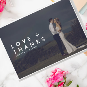Tarjeta De Agradecimiento Amor Minimalista moderno y Boda de fotos de agrade