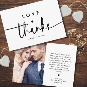 Tarjeta De Agradecimiento Amor Minimalista moderno y gracias Boda de guiones