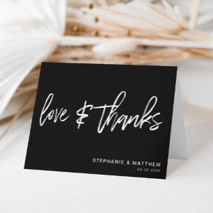 Tarjeta De Agradecimiento Amor minimalista y gracias negro manuscrito