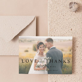 Tarjeta De Agradecimiento Amor Moderno y Gracias 2 Foto Boda Gracias
