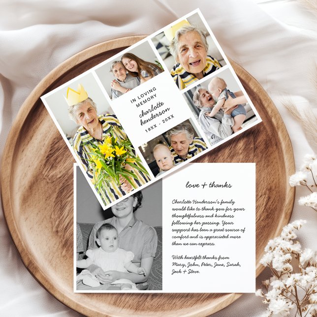 Tarjeta De Agradecimiento Amor moderno y gracias 6-Photo Funeral/Simpatía (Subido por el creador)