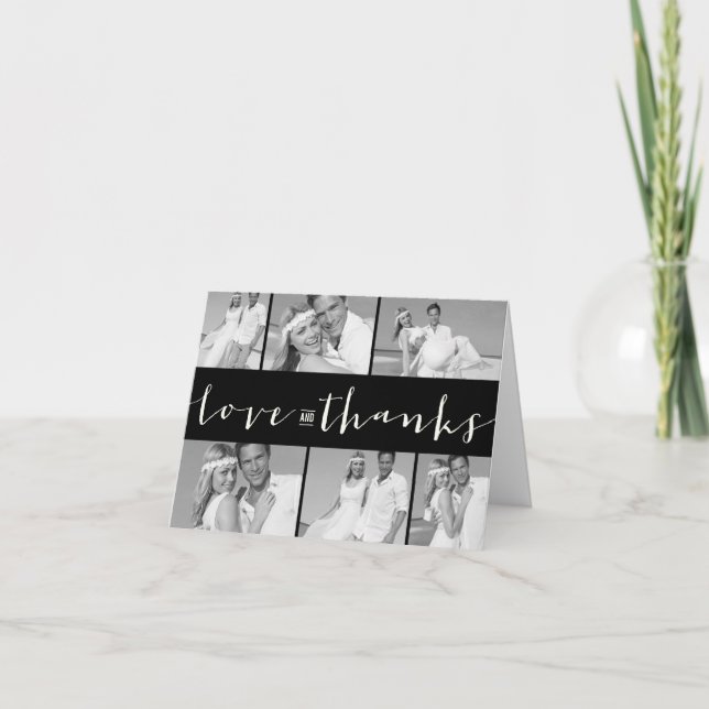 Tarjeta De Agradecimiento Amor Moderno Y Gracias Banda 6 Boda Multifoto (Anverso)