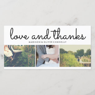 Tarjeta De Agradecimiento Amor Moderno Y Gracias Boda Tres Collages de fotos