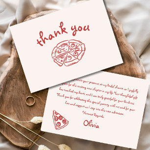 Tarjeta De Agradecimiento Amor & Pizza Italiano Dibujado a Mano Rojo Bridal 