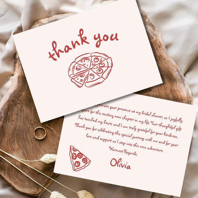 Tarjeta De Agradecimiento Amor & Pizza Italiano Dibujado a Mano Rojo Desayun (Subido por el creador)
