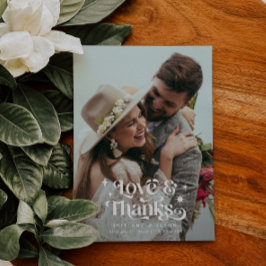 Tarjeta De Agradecimiento Amor retro y gracias Boda de texto superpuesto