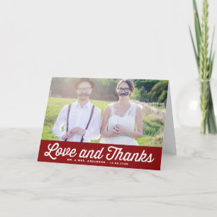 Tarjeta De Agradecimiento Amor rojo y gracias Boda de fotos retro