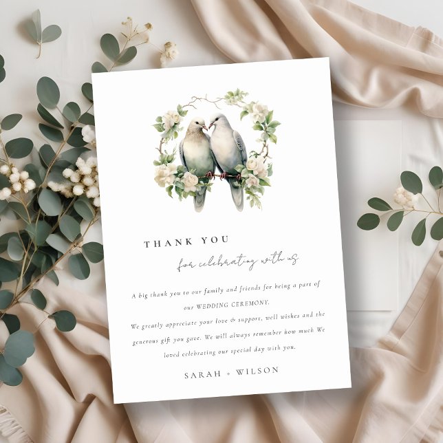 Tarjeta De Agradecimiento Amor romántico lindo Boda de guirnaldas botánicas (Subido por el creador)