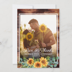 Tarjeta De Agradecimiento Amor rústico y gracias a la foto del Boda del gira
