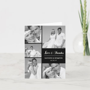 Tarjeta De Agradecimiento Amor simple y gracias 5 Boda multi Photo Moderno
