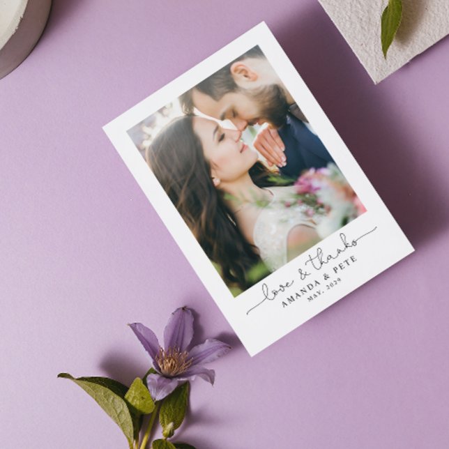 Tarjeta De Agradecimiento Amor y Gracias 2 Boda de guiones fotográficos Grac (Grateful for the love and joy you shared on our special day. )