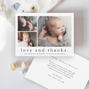 Tarjeta De Agradecimiento Amor y Gracias 3 Foto Bebé