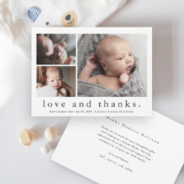 Tarjeta De Agradecimiento Amor y gracias 3 Photo Baby