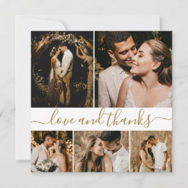 Tarjeta De Agradecimiento Amor y gracias 5 Boda Collage de fotos Gracias