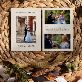 Tarjeta De Agradecimiento Amor y gracias al Boda 3x Foto Elegante