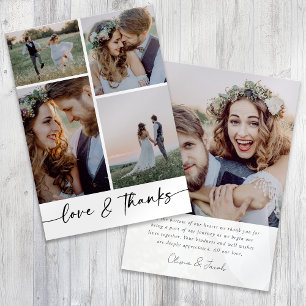 Tarjeta De Agradecimiento Amor y gracias al moderno Boda fotográfico 5