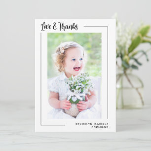Tarjeta De Agradecimiento Amor y gracias bautismo fotográfico moderno