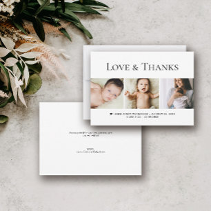Tarjeta De Agradecimiento Amor y gracias bebé Fotos nacimiento mínimo