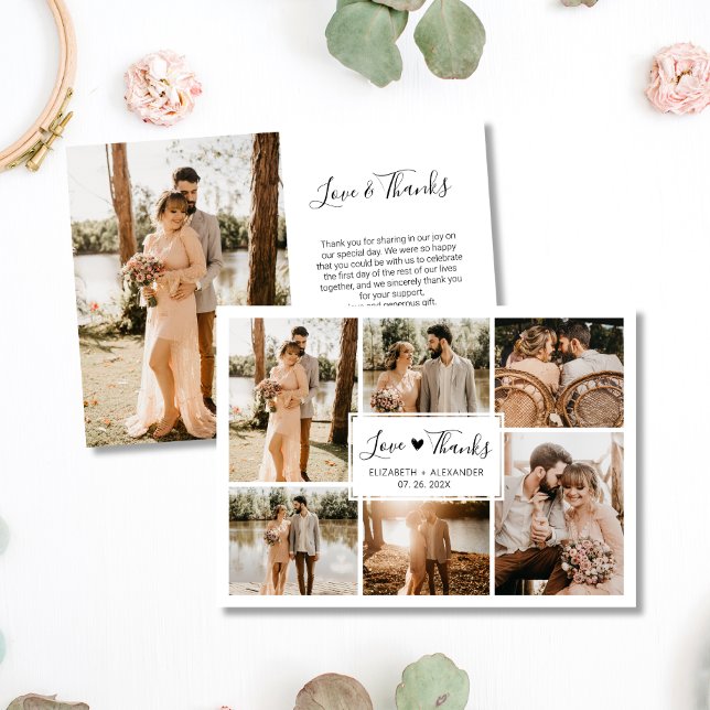 Tarjeta De Agradecimiento Amor y gracias Boda 6 Collage de fotos (Subido por el creador)