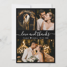 Tarjeta De Agradecimiento Amor y gracias Boda blanco y negro Gracias