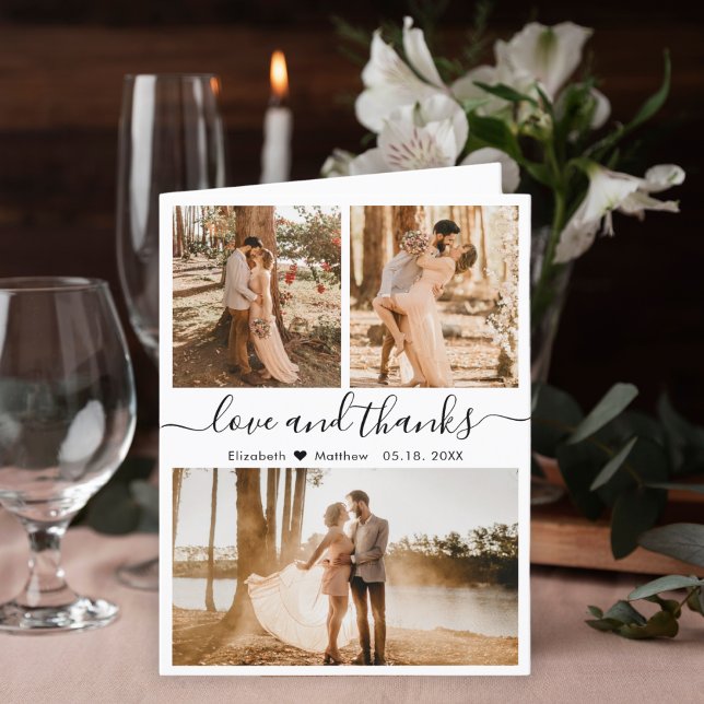 Tarjeta De Agradecimiento Amor y gracias Boda Collage de fotos Gracias (Subido por el creador)