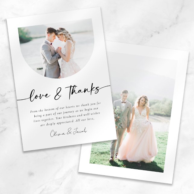 Tarjeta De Agradecimiento Amor y gracias Boda de arte fotográfico moderno (Subido por el creador)