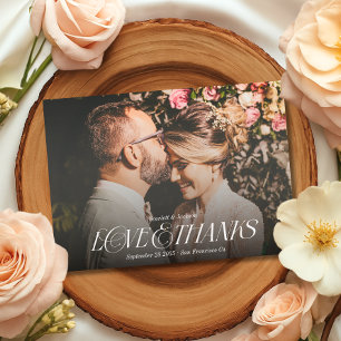 Tarjeta De Agradecimiento Amor y gracias Boda de caligrafía elegante y moder